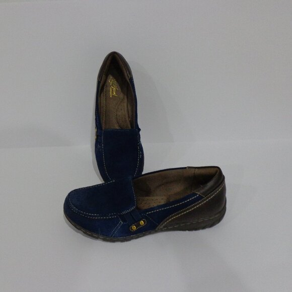 NATURAL SOUL by NATURALIZER‎ "RHETT" MEDIUM BLUE SUEDE/LEATHER LOAFERS SZ 8M - Picture 1 of 7